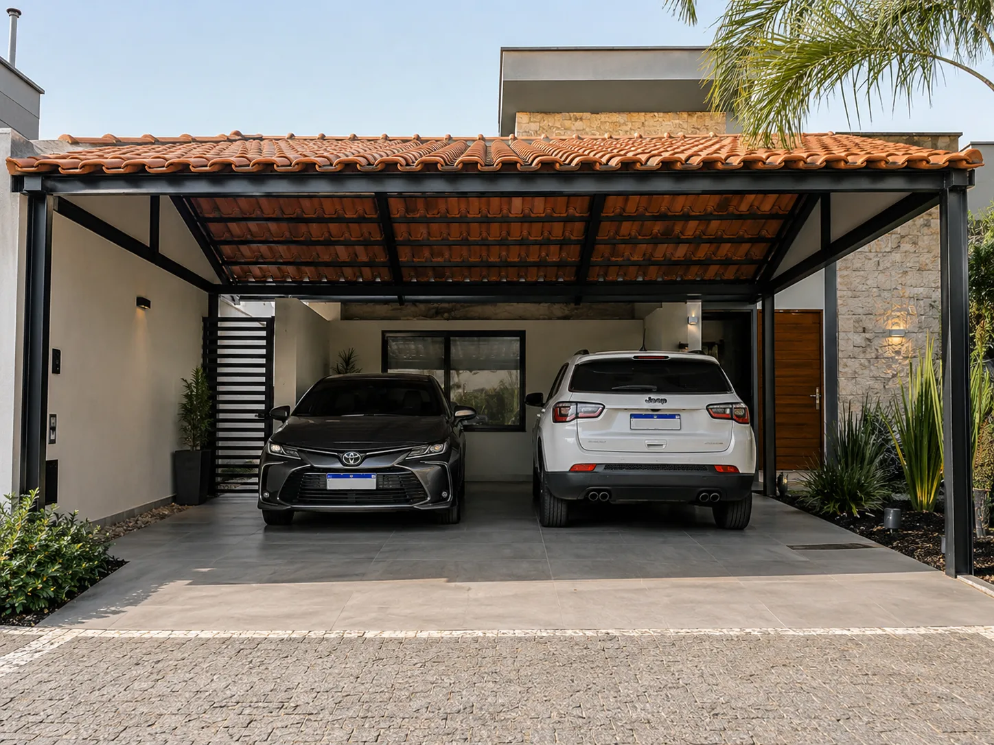 Garagem com telha colonial